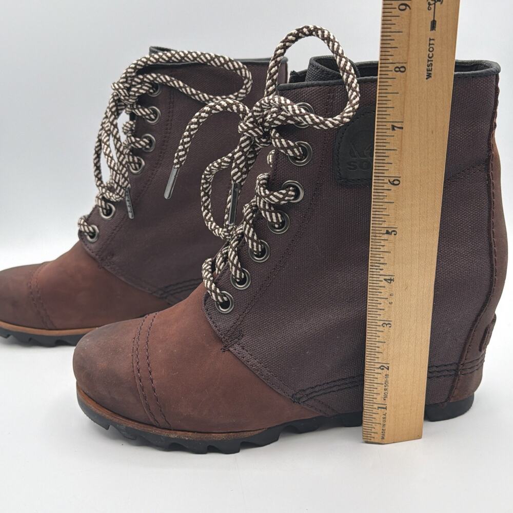 Sorel PDX Lexie Boots Women's 8.5 Brown Leather Hidden Wedge Lug Booties - Picture 9 of 9